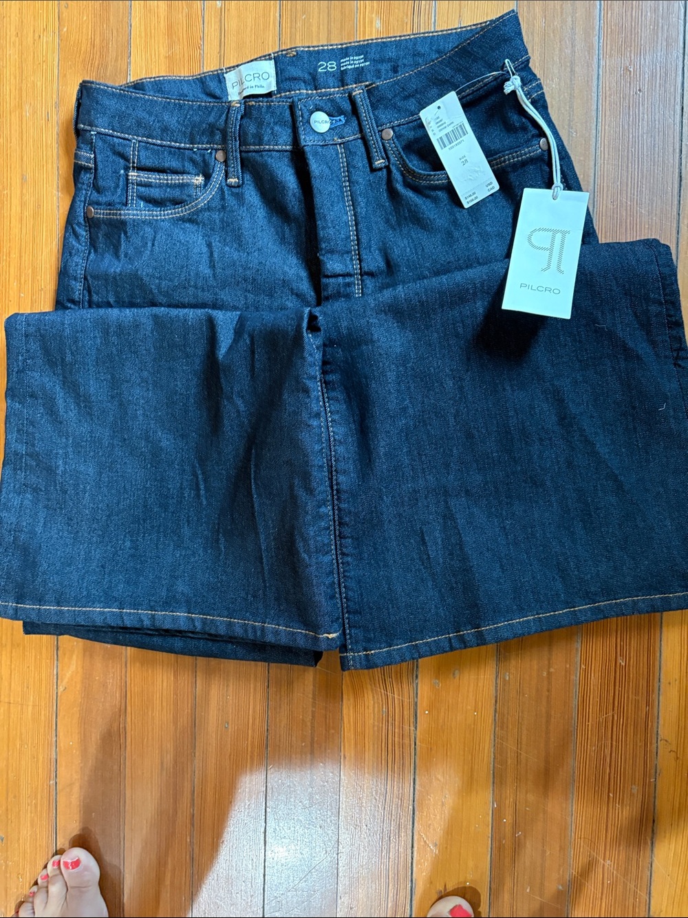 Pilcro extra wide leg Jeans in Dark Indigo - Picture 4 of 7